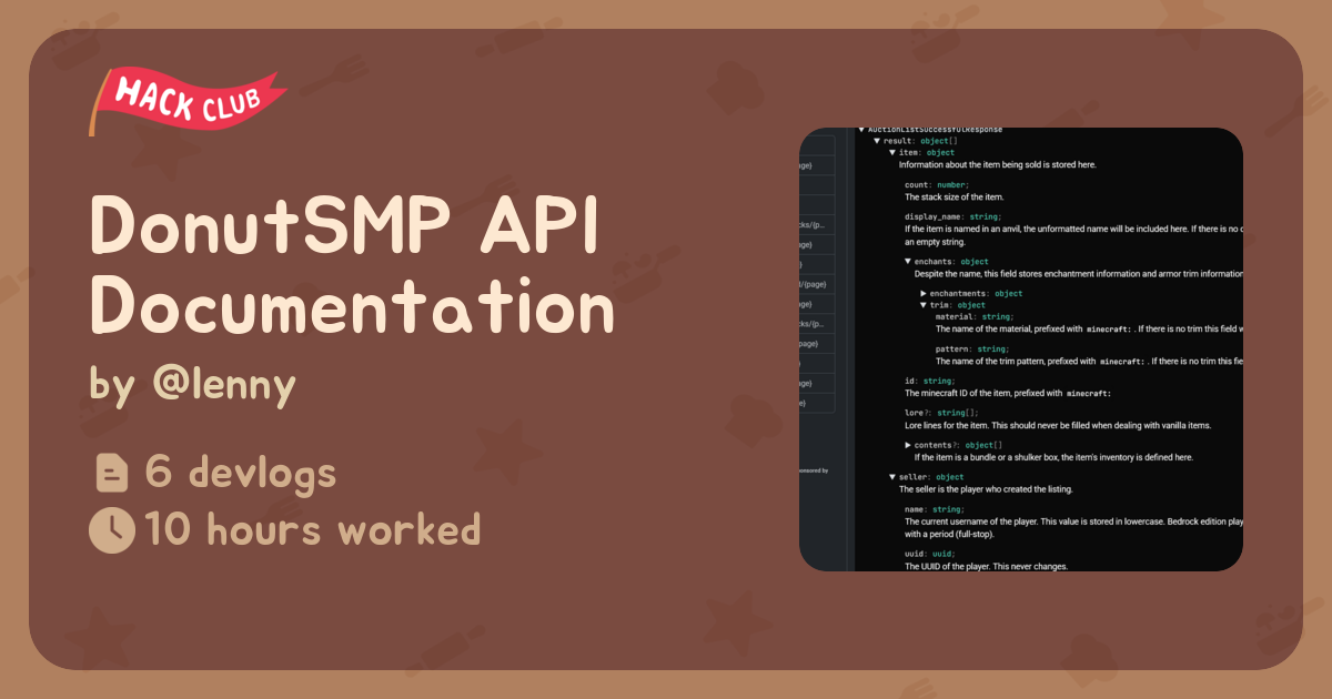 DonutSMP API Documentation - Flavortown