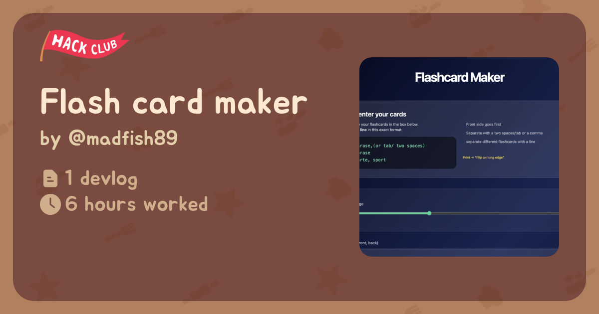 Flash card maker - Flavortown