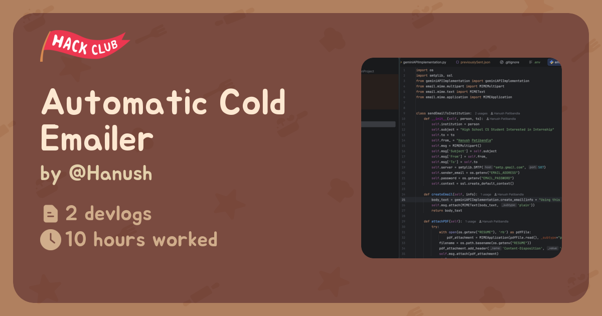 Automatic Cold Emailer - Flavortown