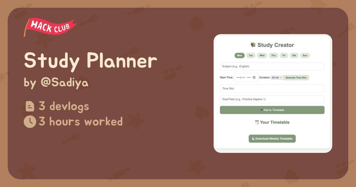 Study Planner - Flavortown
