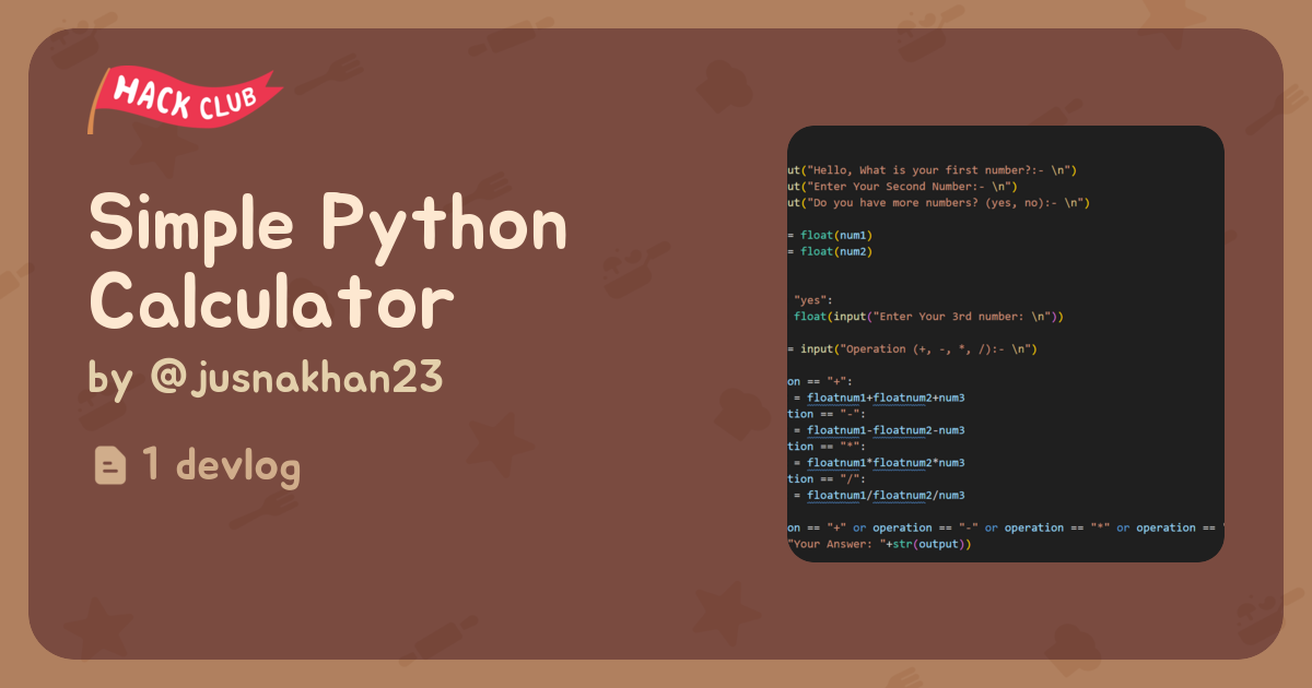 Simple Python Calculator - Flavortown