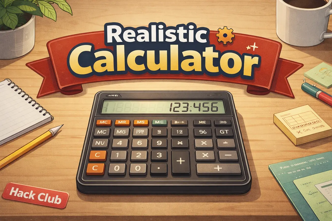 Realistic calculator  banner