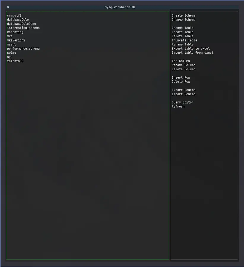 Mysql workbench TUI banner