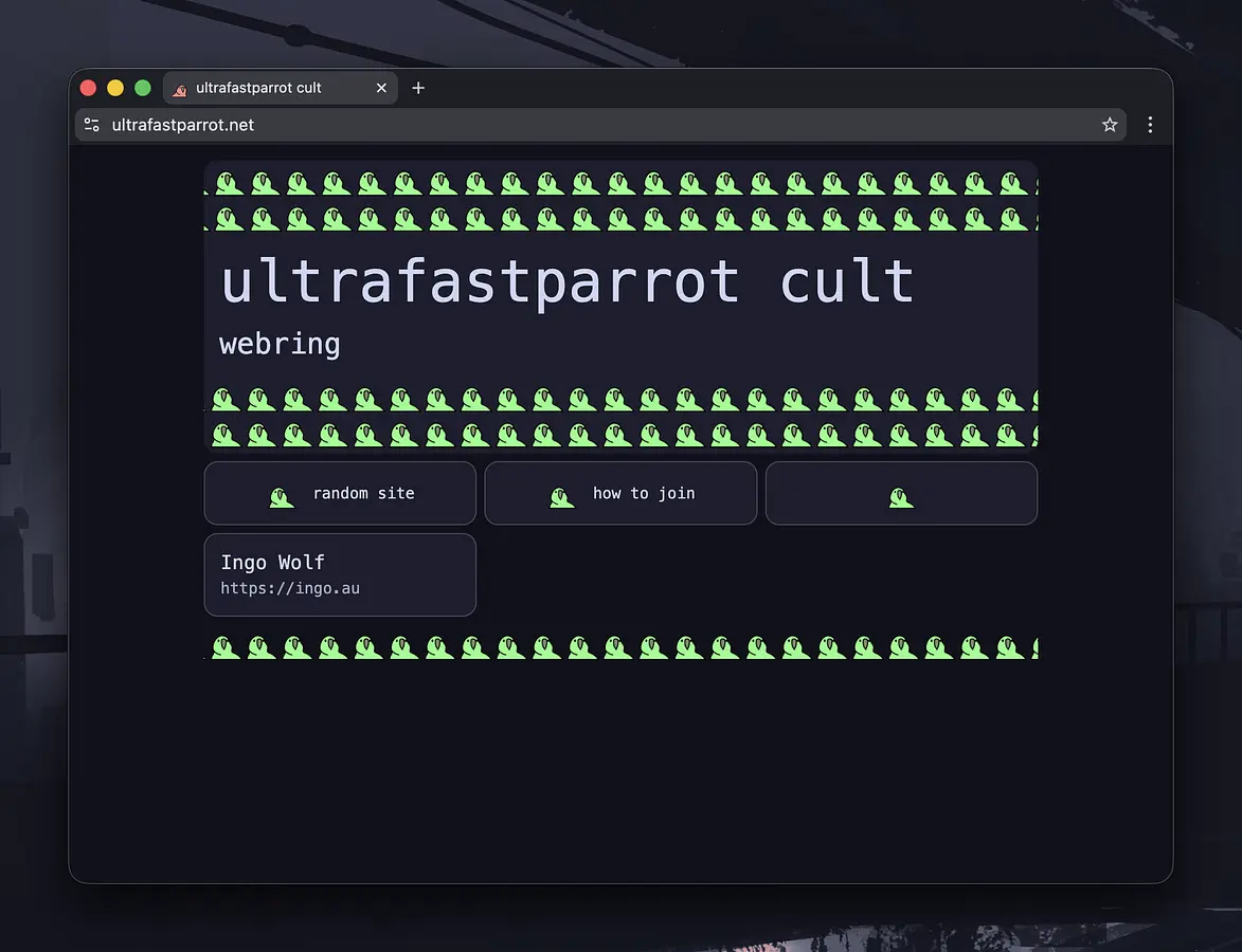 Ultrafastparrot Cult Webring banner