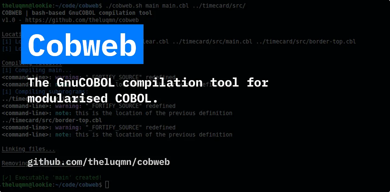 Cobweb - GnuCOBOL compilation tool banner