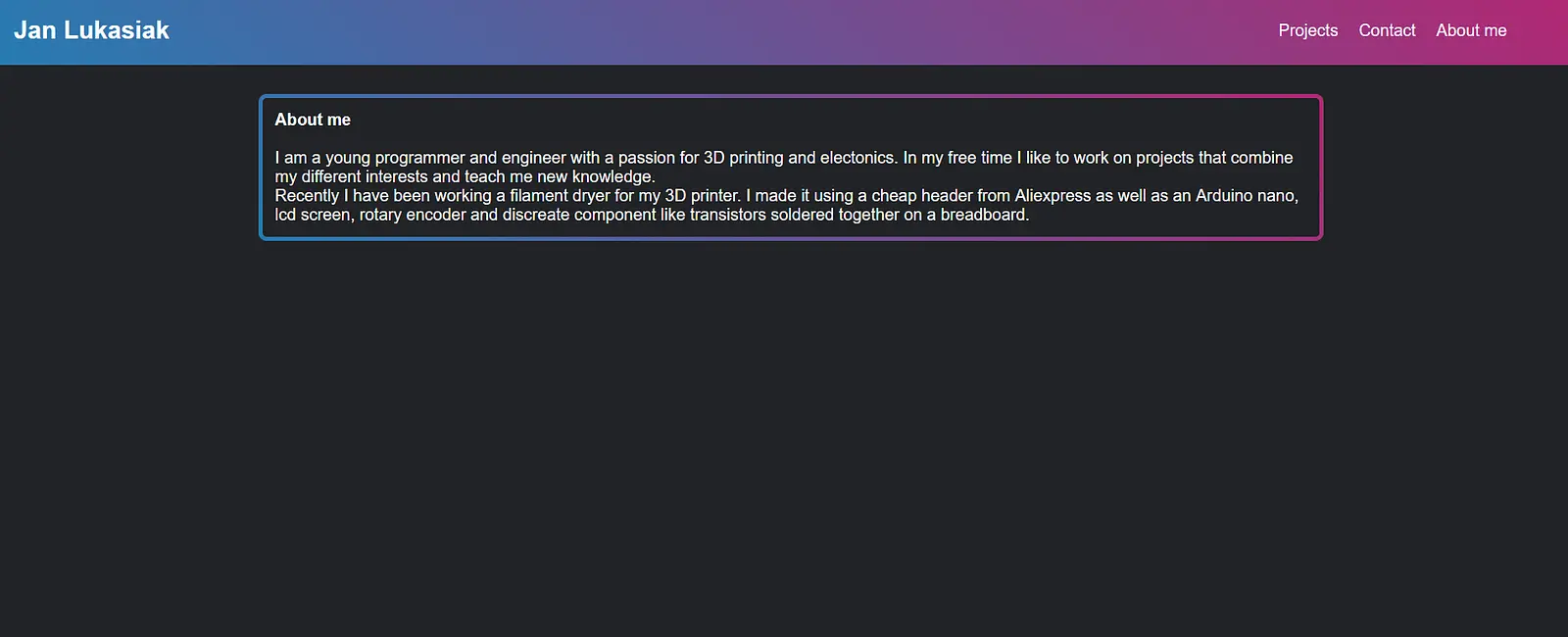 personal website banner