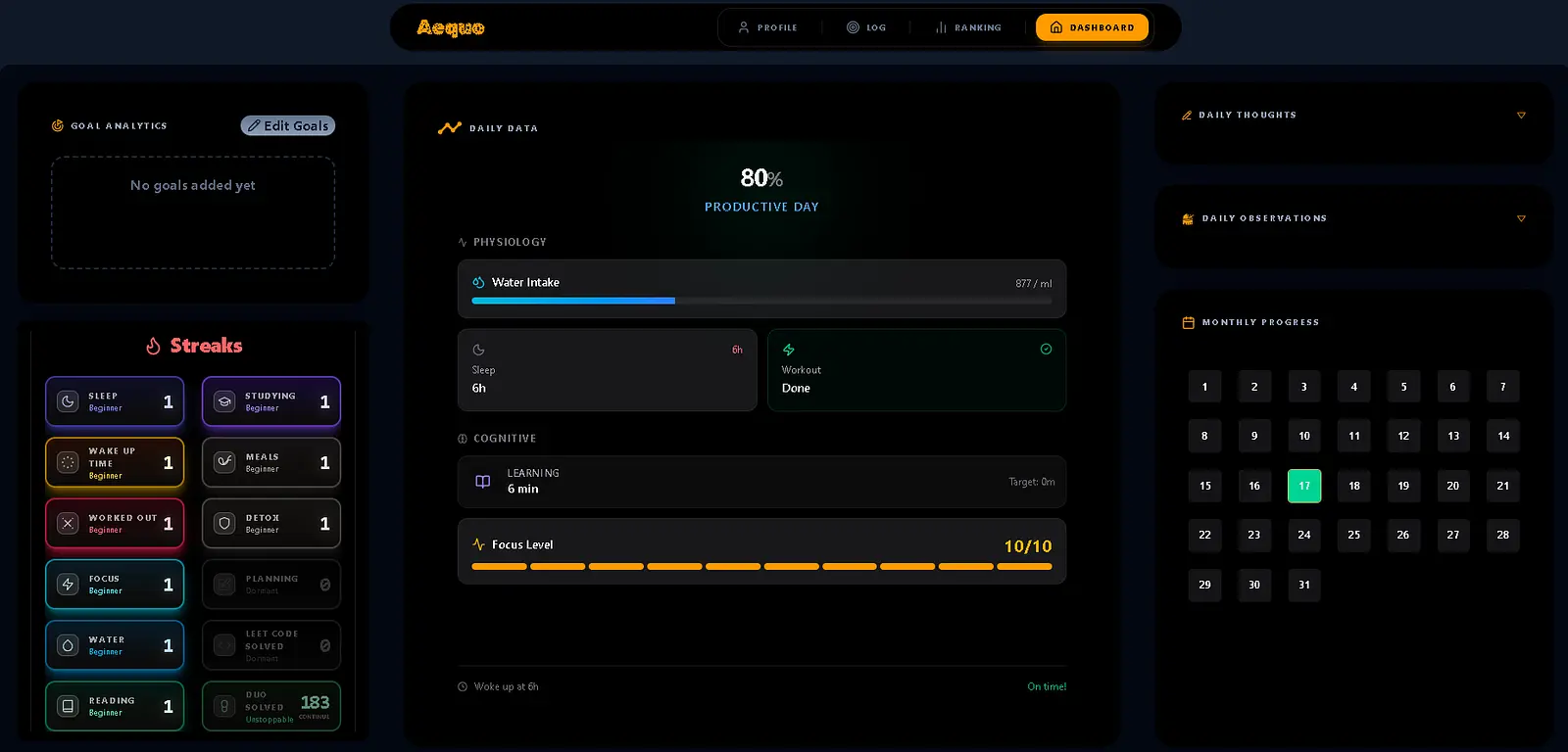 Life Dashboard banner