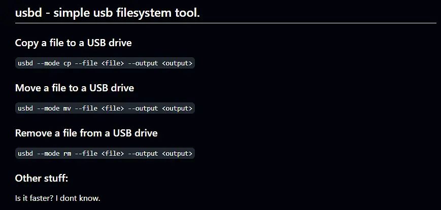 usbd - easy USB file system tool. banner