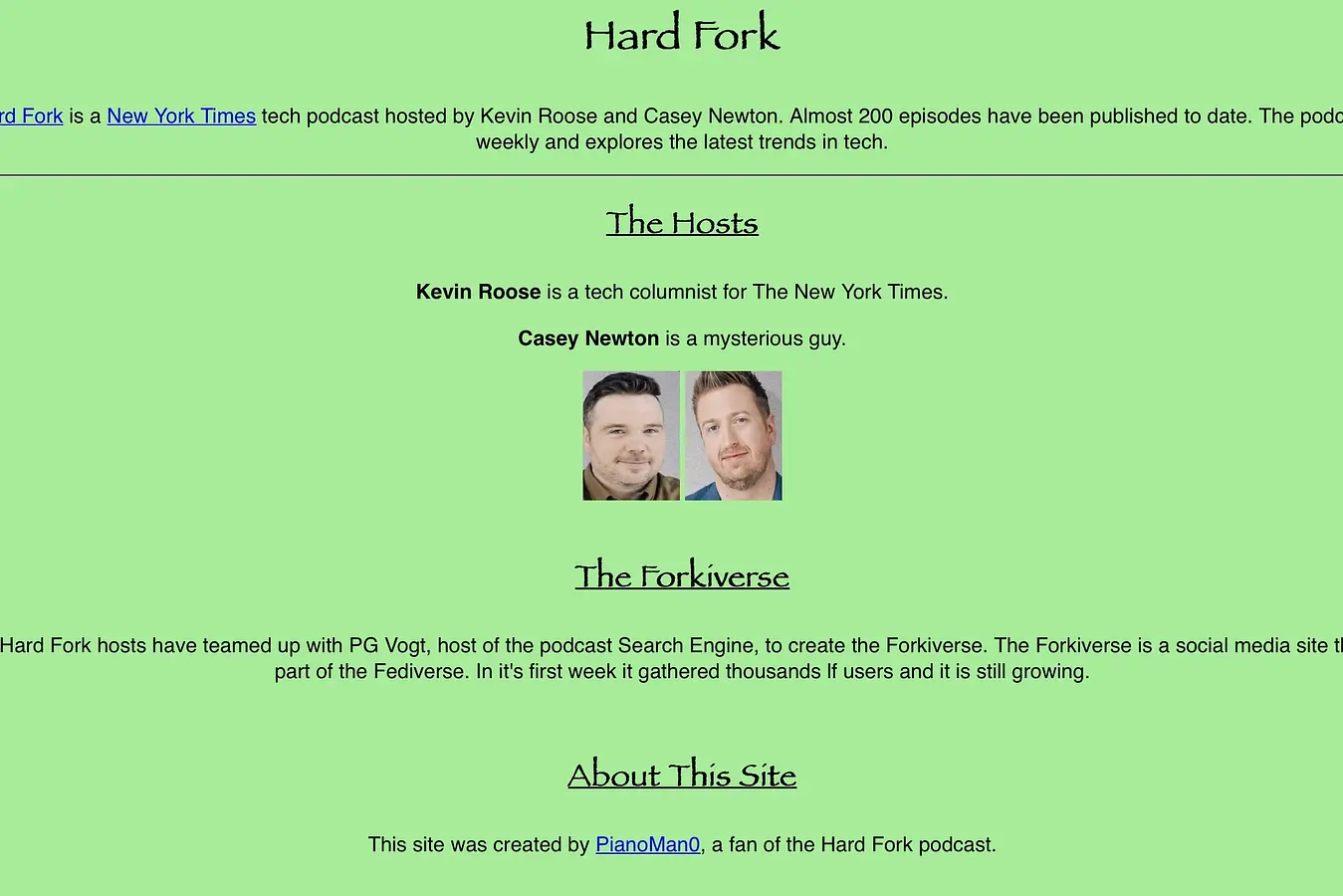 Hard Fork Fan Site banner