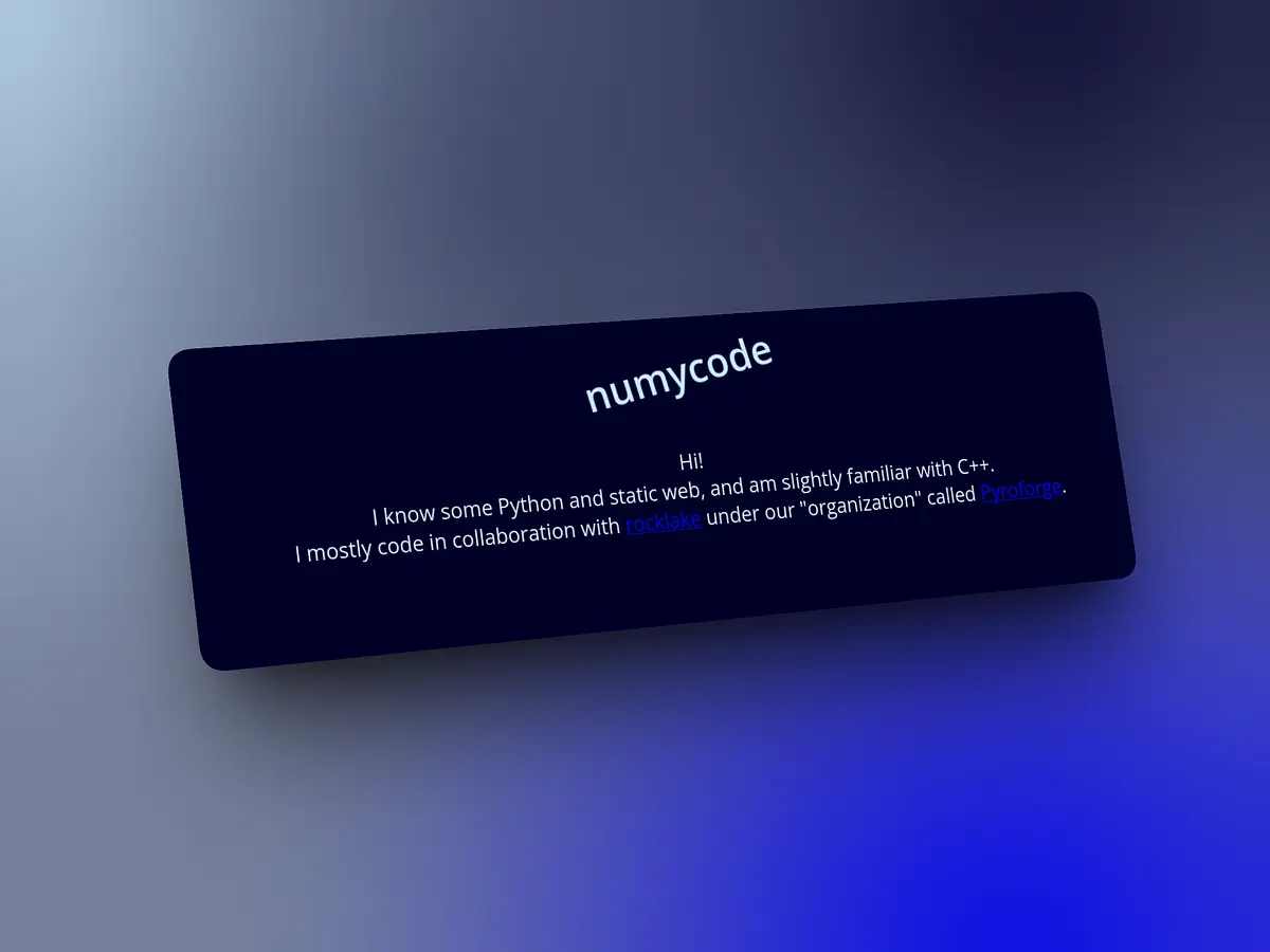numycode's website banner