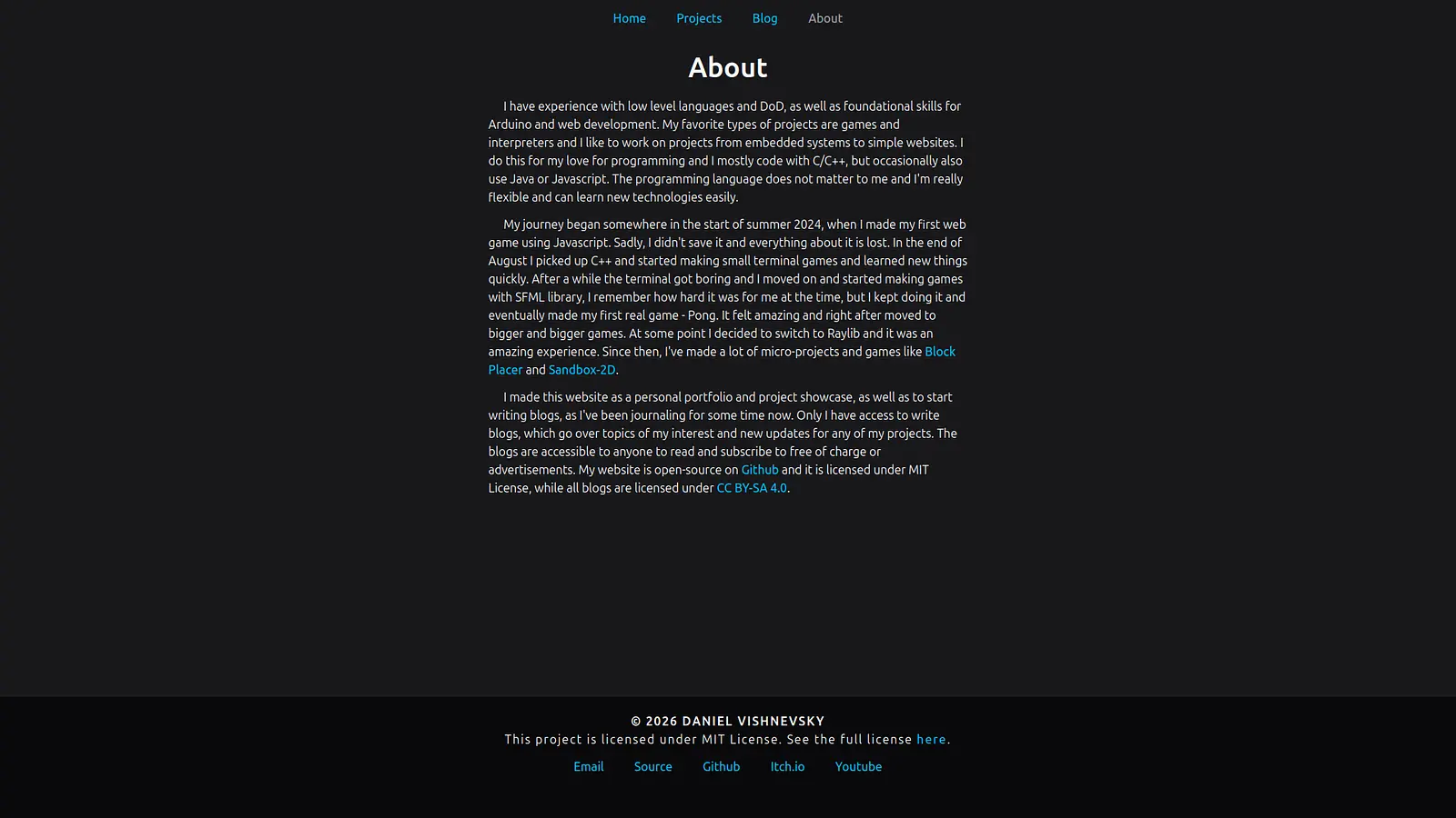 Personal Website banner