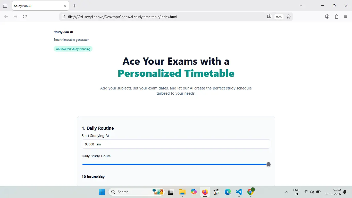 Smart Timetable Generator for Students banner